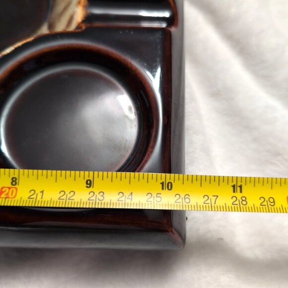 Vintage MCM Large Ceramic Ashtray Brown/Tan Drip Glaze 10.25" Square VGC - Picture 7 of 9